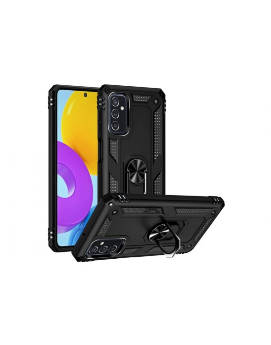 Newface Samsung Galaxy M52 5G Kılıf Sofya Yüzüklü Silikon Kapak - Siyah