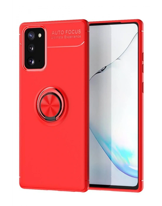 Newface Samsung Galaxy Note 20 Kılıf Range Yüzüklü Silikon - Kırmızı