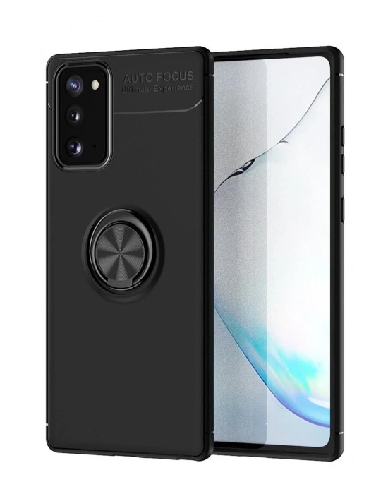 Newface Samsung Galaxy Note 20 Kılıf Range Yüzüklü Silikon - Siyah