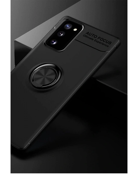 Newface Samsung Galaxy Note 20 Kılıf Range Yüzüklü Silikon - Siyah