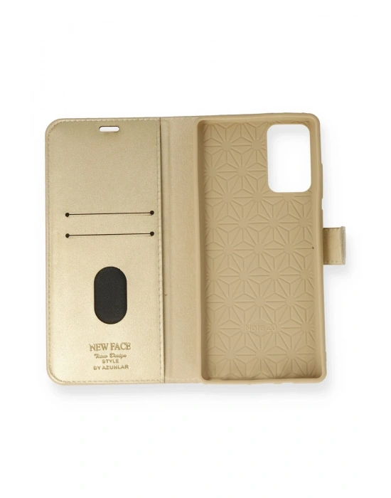 Newface Samsung Galaxy Note 20 Kılıf Trend S Plus Kapaklı Kılıf - Gold
