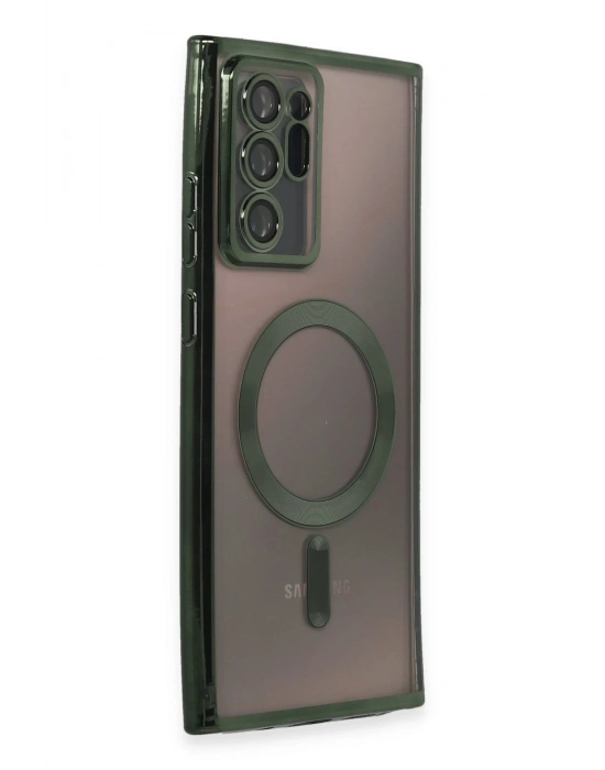Newface Samsung Galaxy Note 20 Ultra Kılıf Kross Magneticsafe Kapak - Koyu Yeşil