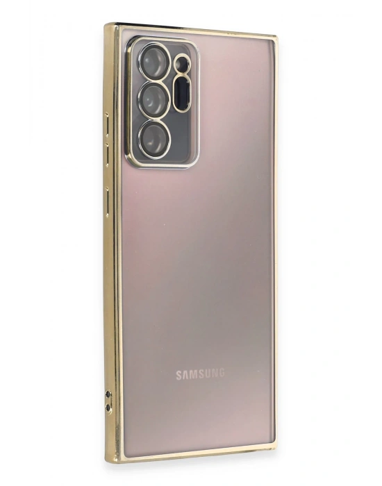 Newface Samsung Galaxy Note 20 Ultra Kılıf Razer Lensli Silikon - Gold