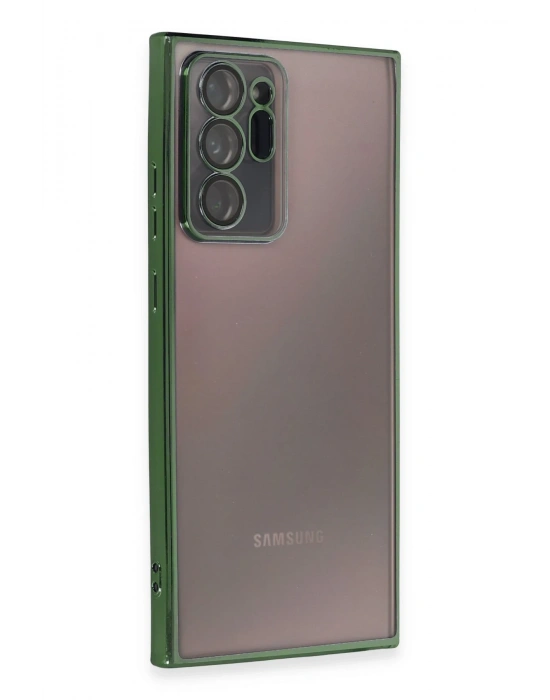 Newface Samsung Galaxy Note 20 Ultra Kılıf Razer Lensli Silikon - Yeşil