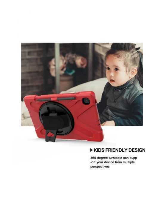 Newface Samsung Galaxy P610 Tab S6 Lite 10.4 Kılıf Amazing Tablet Kapak - Kırmızı