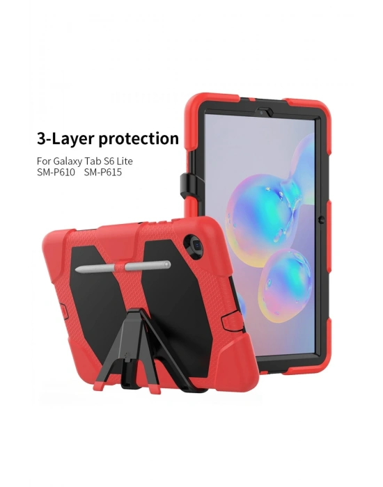 Newface Samsung Galaxy P610 Tab S6 Lite 10.4 Kılıf Griffin Tablet Kapak - Kırmızı