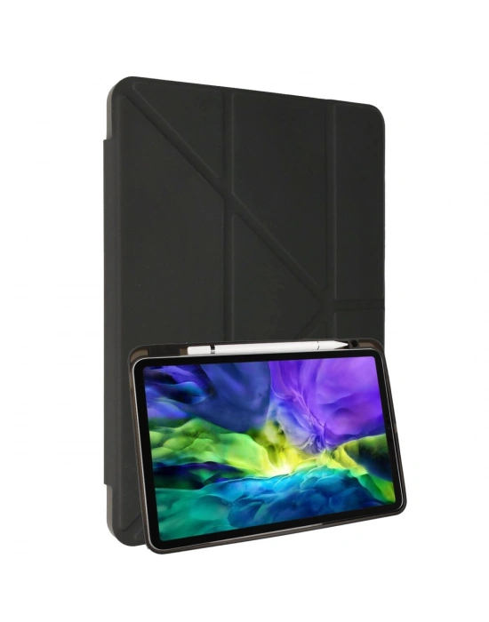 Newface Samsung Galaxy P610 Tab S6 Lite 10.4 Kılıf Kalemlikli Mars Tablet Kılıfı - Koyu Gri