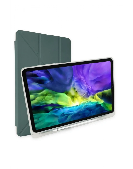 Newface Samsung Galaxy P610 Tab S6 Lite 10.4 Kılıf Kalemlikli Mars Tablet Kılıfı - Koyu Yeşil