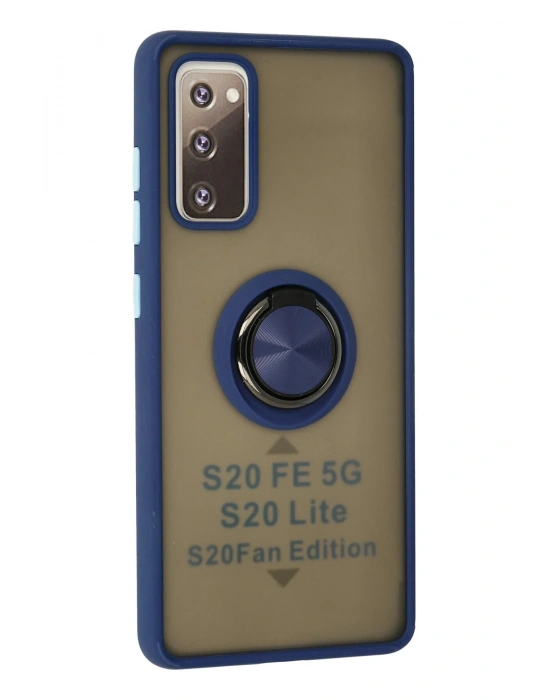 Newface Samsung Galaxy S20 FE Kılıf Montreal Yüzüklü Silikon Kapak - Lacivert