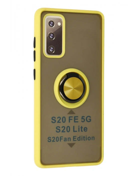Newface Samsung Galaxy S20 FE Kılıf Montreal Yüzüklü Silikon Kapak - Sarı