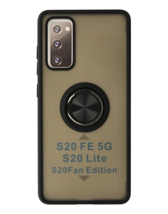 Newface Samsung Galaxy S20 FE Kılıf Montreal Yüzüklü Silikon Kapak - Siyah