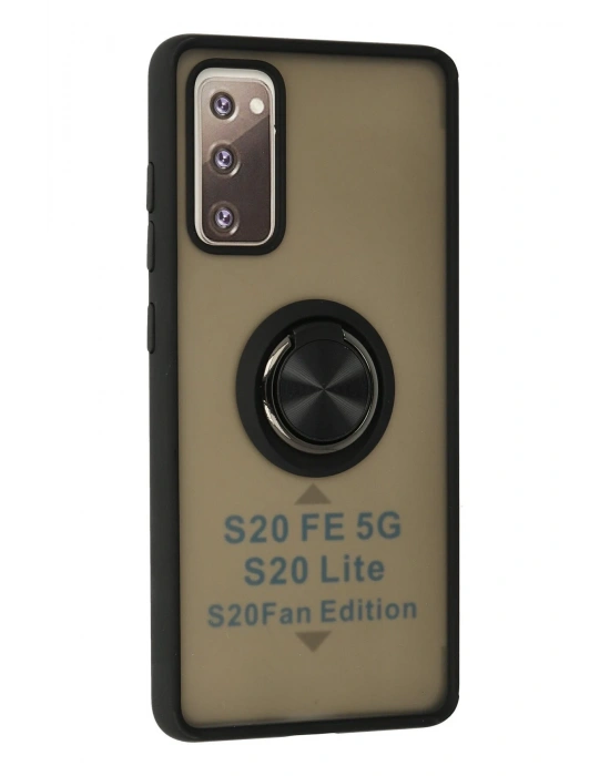 Newface Samsung Galaxy S20 FE Kılıf Montreal Yüzüklü Silikon Kapak - Siyah