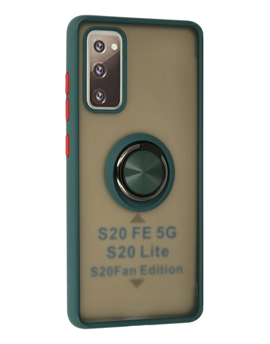 Newface Samsung Galaxy S20 FE Kılıf Montreal Yüzüklü Silikon Kapak - Yeşil