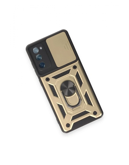 Newface Samsung Galaxy S20 FE Kılıf Pars Lens Yüzüklü Silikon - Gold