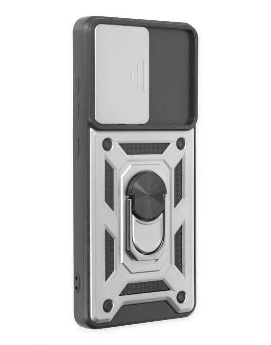 Newface Samsung Galaxy S20 FE Kılıf Pars Lens Yüzüklü Silikon - Gümüş