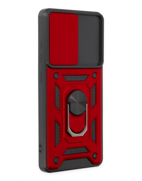 Newface Samsung Galaxy S20 FE Kılıf Pars Lens Yüzüklü Silikon - Kırmızı