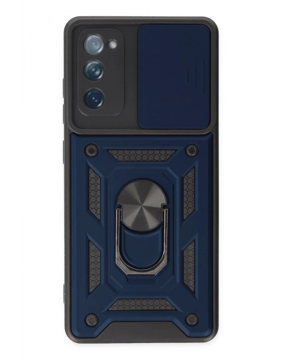 Newface Samsung Galaxy S20 FE Kılıf Pars Lens Yüzüklü Silikon - Lacivert