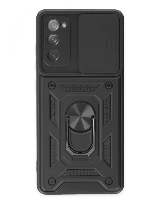 Newface Samsung Galaxy S20 FE Kılıf Pars Lens Yüzüklü Silikon - Siyah