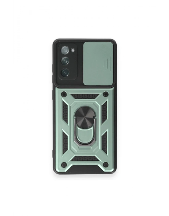 Newface Samsung Galaxy S20 FE Kılıf Pars Lens Yüzüklü Silikon - Yeşil