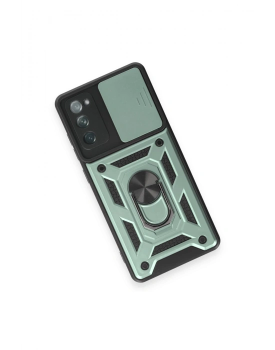 Newface Samsung Galaxy S20 FE Kılıf Pars Lens Yüzüklü Silikon - Yeşil