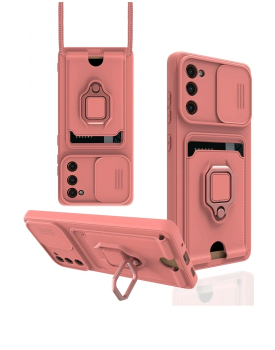 Newface Samsung Galaxy S20 FE Kılıf Zuma Kartvizitli Yüzüklü Silikon - Pembe