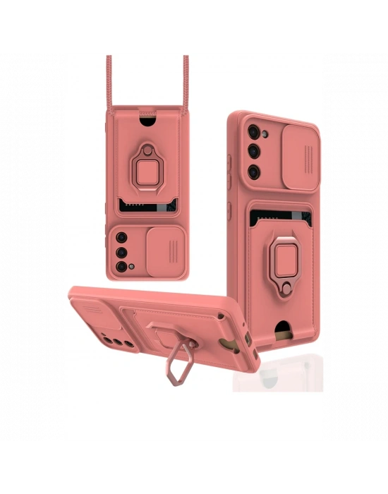 Newface Samsung Galaxy S20 FE Kılıf Zuma Kartvizitli Yüzüklü Silikon - Pembe