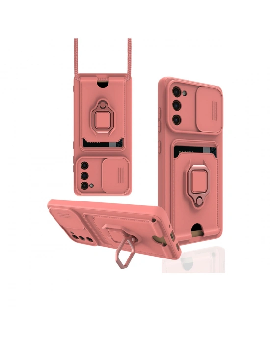 Newface Samsung Galaxy S20 FE Kılıf Zuma Kartvizitli Yüzüklü Silikon - Pembe