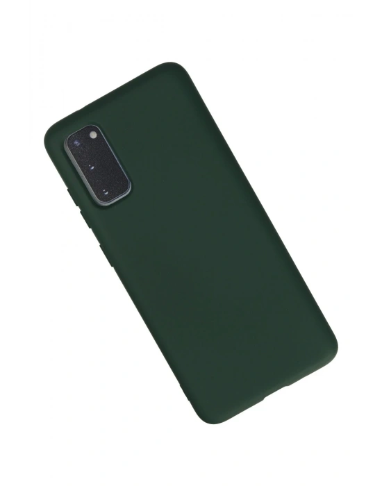 Newface Samsung Galaxy S20 Kılıf Nano içi Kadife Silikon - Koyu Yeşil