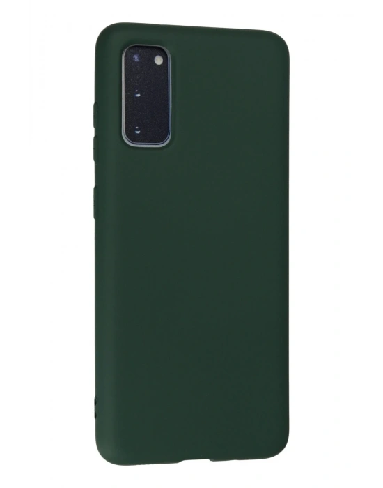 Newface Samsung Galaxy S20 Kılıf Nano içi Kadife Silikon - Koyu Yeşil