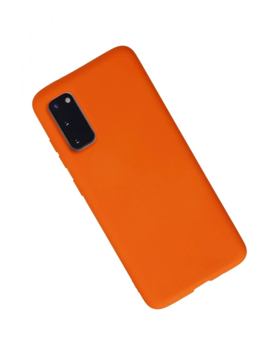 Newface Samsung Galaxy S20 Kılıf Nano içi Kadife Silikon - Turuncu