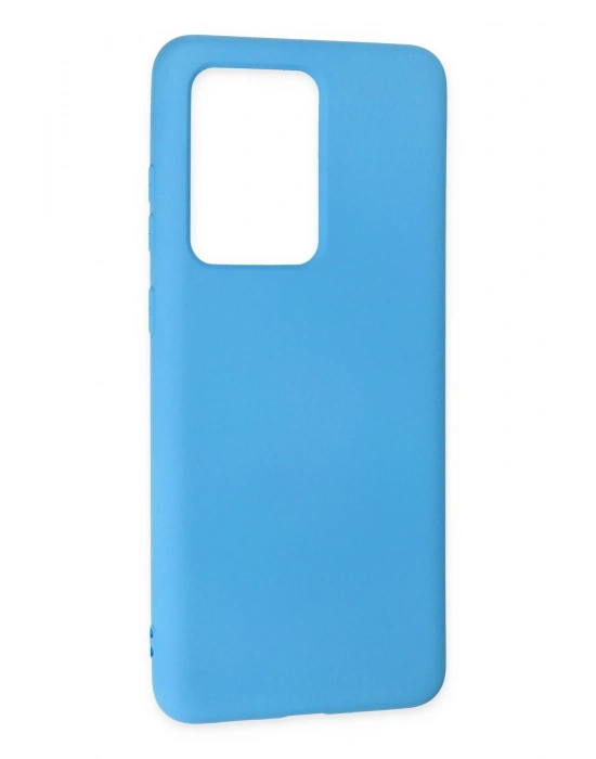 Newface Samsung Galaxy S20 Ultra Kılıf Nano içi Kadife Silikon - Mavi