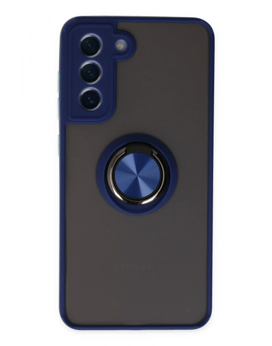 Newface Samsung Galaxy S21 FE Kılıf Montreal Yüzüklü Silikon Kapak - Lacivert