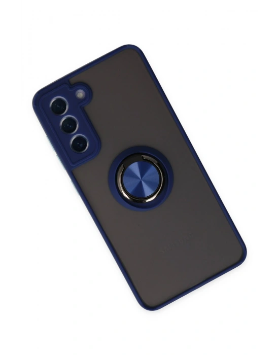 Newface Samsung Galaxy S21 FE Kılıf Montreal Yüzüklü Silikon Kapak - Lacivert
