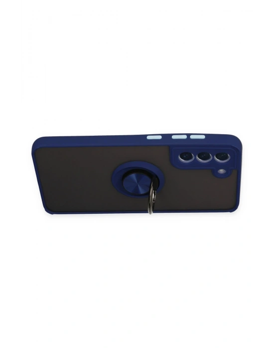 Newface Samsung Galaxy S21 FE Kılıf Montreal Yüzüklü Silikon Kapak - Lacivert