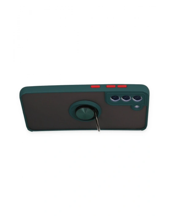 Newface Samsung Galaxy S21 FE Kılıf Montreal Yüzüklü Silikon Kapak - Yeşil