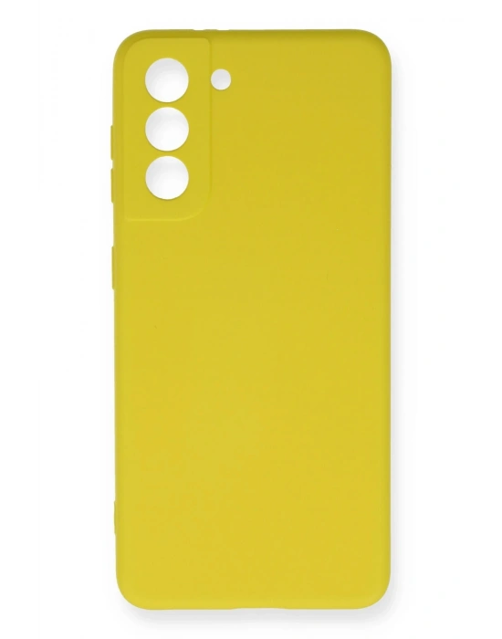 Newface Samsung Galaxy S21 FE Kılıf Nano içi Kadife Silikon - Sarı