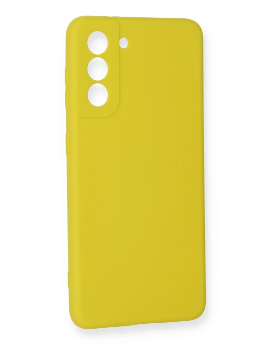 Newface Samsung Galaxy S21 FE Kılıf Nano içi Kadife Silikon - Sarı