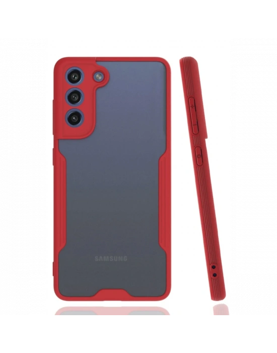 Newface Samsung Galaxy S21 FE Kılıf Platin Silikon - Kırmızı