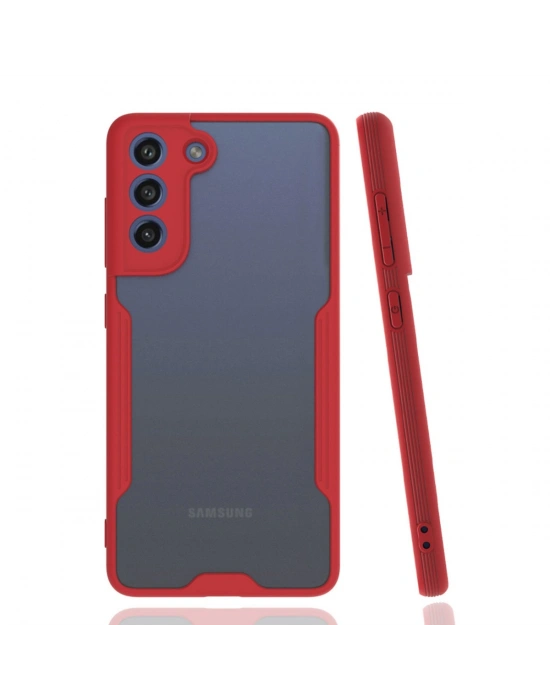 Newface Samsung Galaxy S21 FE Kılıf Platin Silikon - Kırmızı