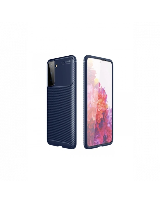 Newface Samsung Galaxy S21 Plus Kılıf Auto Focus Karbon Kapak - Lacivert