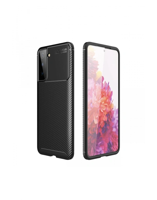 Newface Samsung Galaxy S21 Plus Kılıf Auto Focus Karbon Kapak - Siyah
