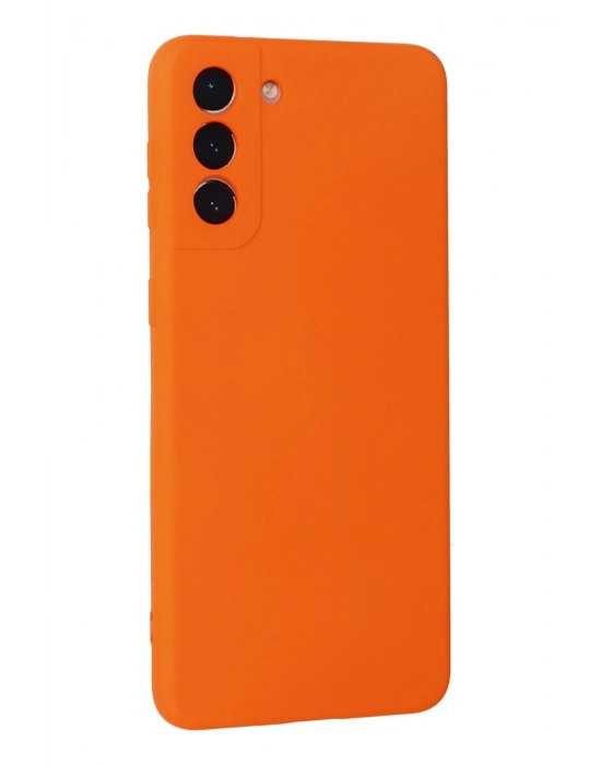 Newface Samsung Galaxy S21 Plus Kılıf Nano içi Kadife Silikon - Turuncu