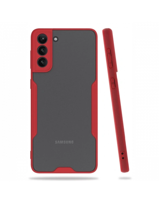 Newface Samsung Galaxy S21 Plus Kılıf Platin Silikon - Kırmızı
