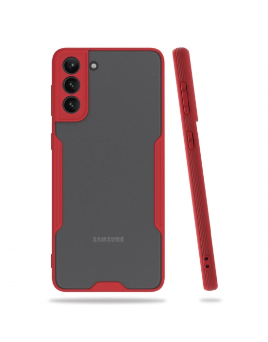 Newface Samsung Galaxy S21 Plus Kılıf Platin Silikon - Kırmızı