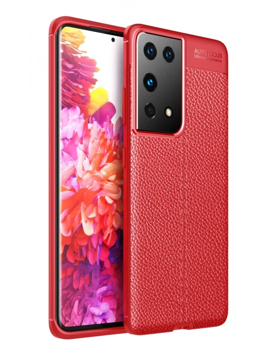 Newface Samsung Galaxy S21 Ultra Kılıf Auto Focus Kapak - Kırmızı