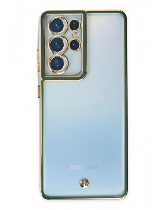 Newface Samsung Galaxy S21 Ultra Kılıf Liva Lens Silikon - Yeşil