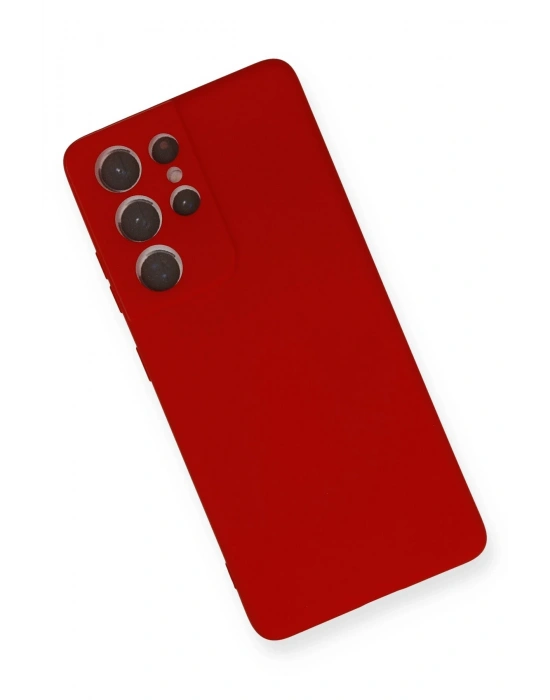 Newface Samsung Galaxy S21 Ultra Kılıf Nano içi Kadife Silikon - Kırmızı