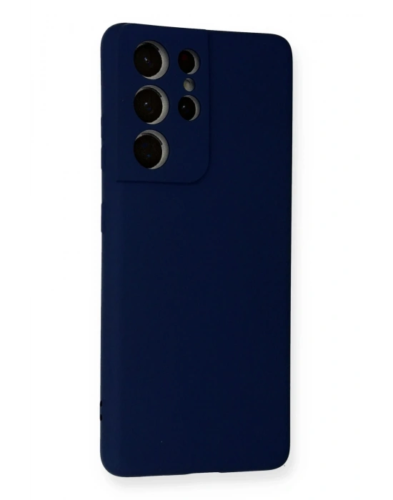 Newface Samsung Galaxy S21 Ultra Kılıf Nano içi Kadife Silikon - Lacivert