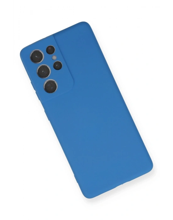 Newface Samsung Galaxy S21 Ultra Kılıf Nano içi Kadife Silikon - Mavi