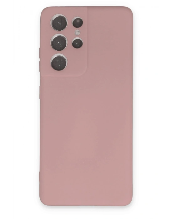 Newface Samsung Galaxy S21 Ultra Kılıf Nano içi Kadife Silikon - Pudra